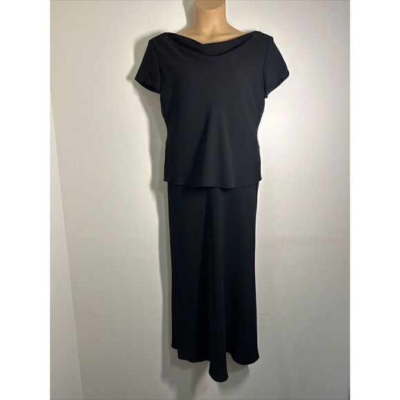 S.L. Fashions Black Evening Drape Neck Dress Women's Size 14 Style: 145194 - Picture 8 of 8